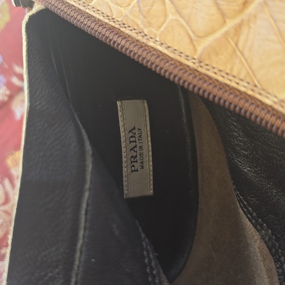 Prada Camel Embossed To the knee zip up healed boots - Picture 9 of 11